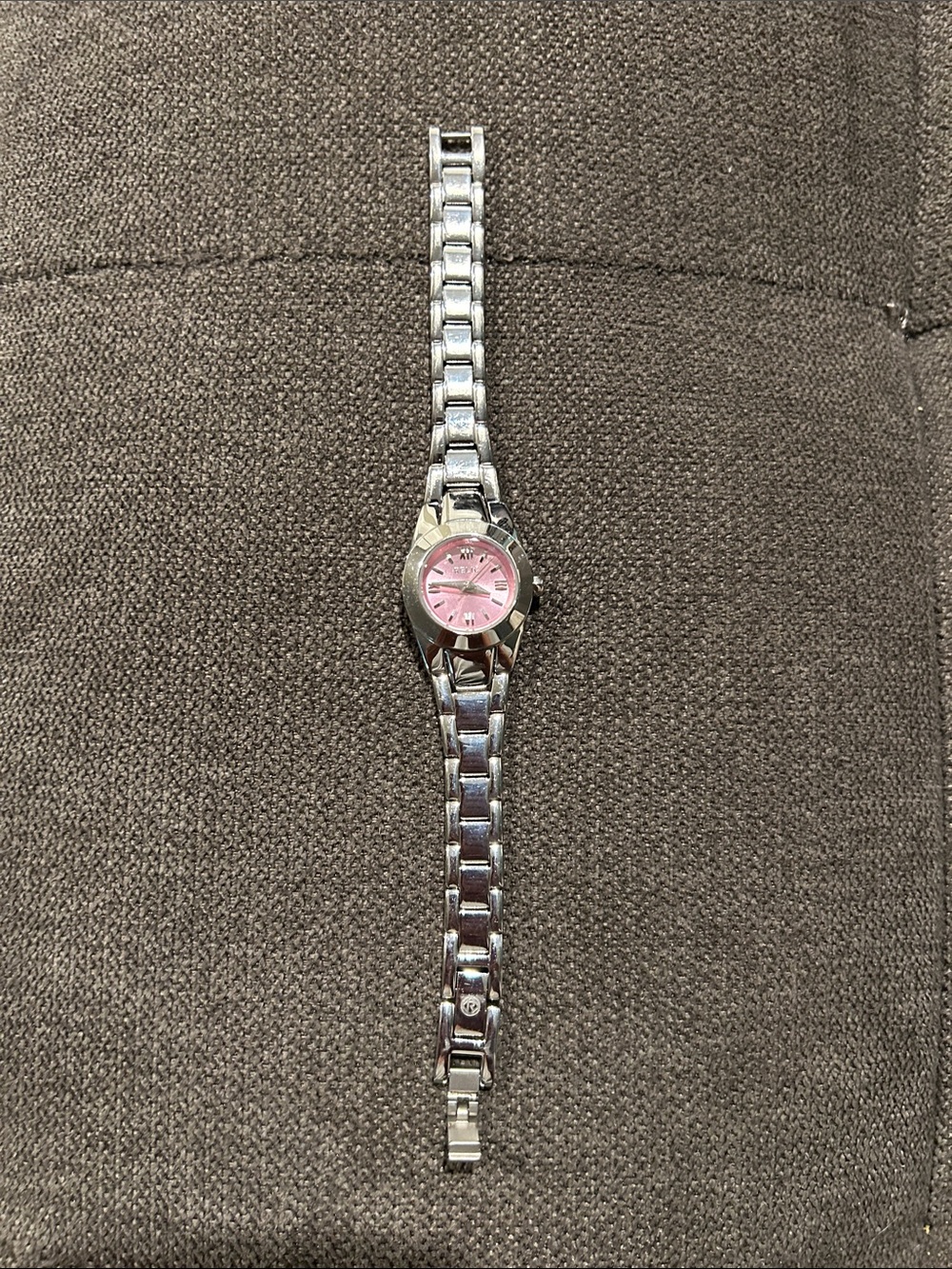 Women’s Relic Silver Link Bracelet Watch with Pink Dial